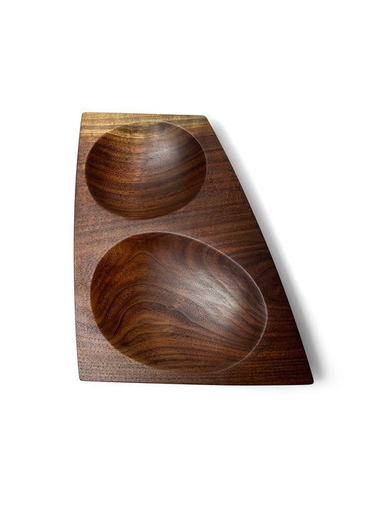 Walnut double dish
