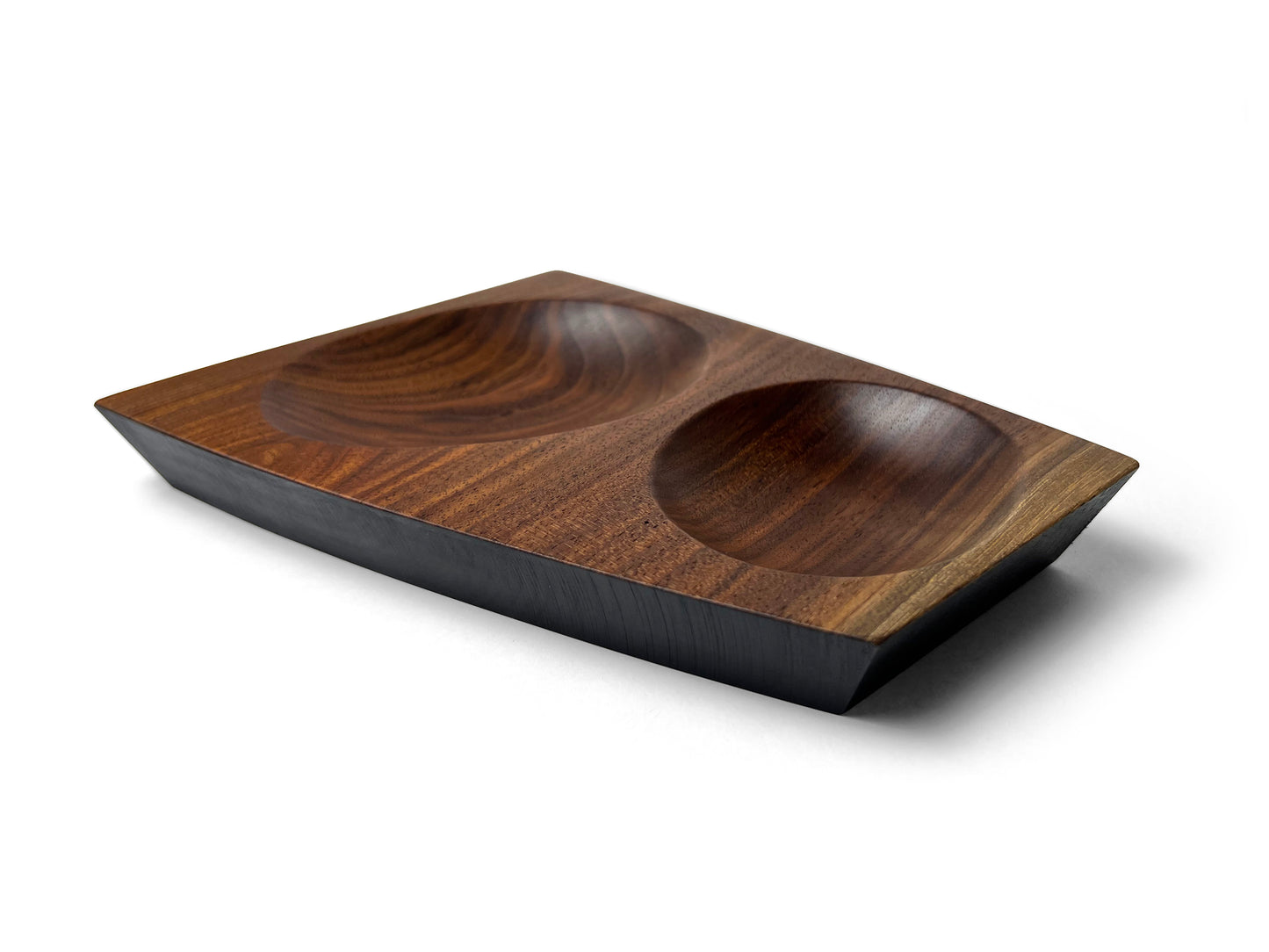 Walnut double dish