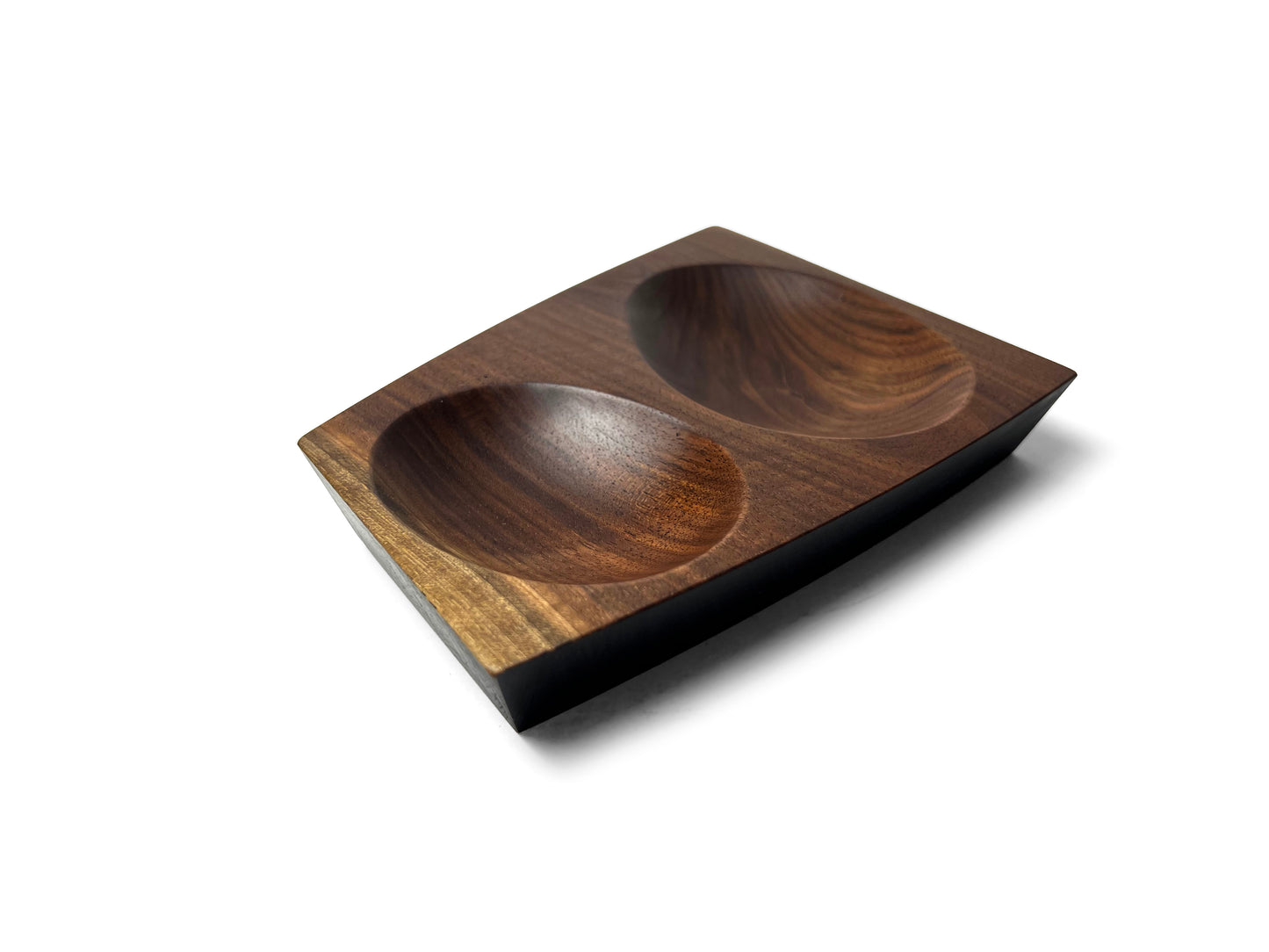 Walnut double dish